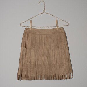 NWT Faux Suede Tiered Fringe Mini Skirt